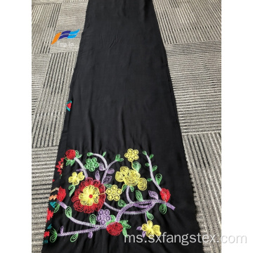 Kain Hitam Formal 100% Polyester Wool Peach Embroiderd